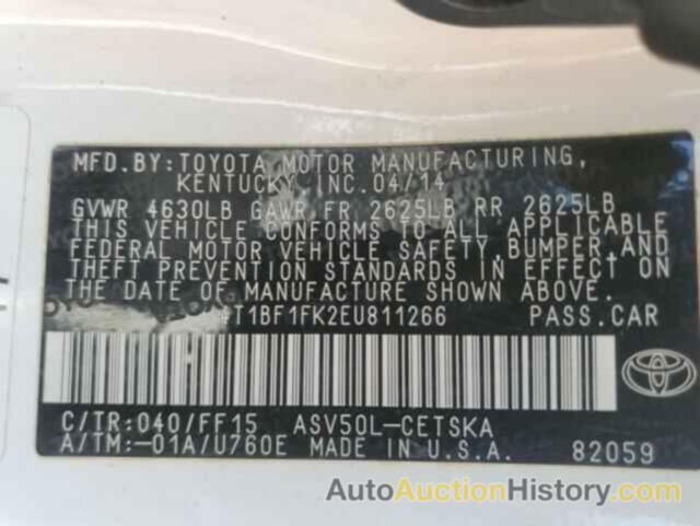 TOYOTA CAMRY L, 4T1BF1FK2EU811266