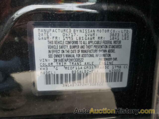 NISSAN SENTRA S, 3N1AB7AP2HY308522