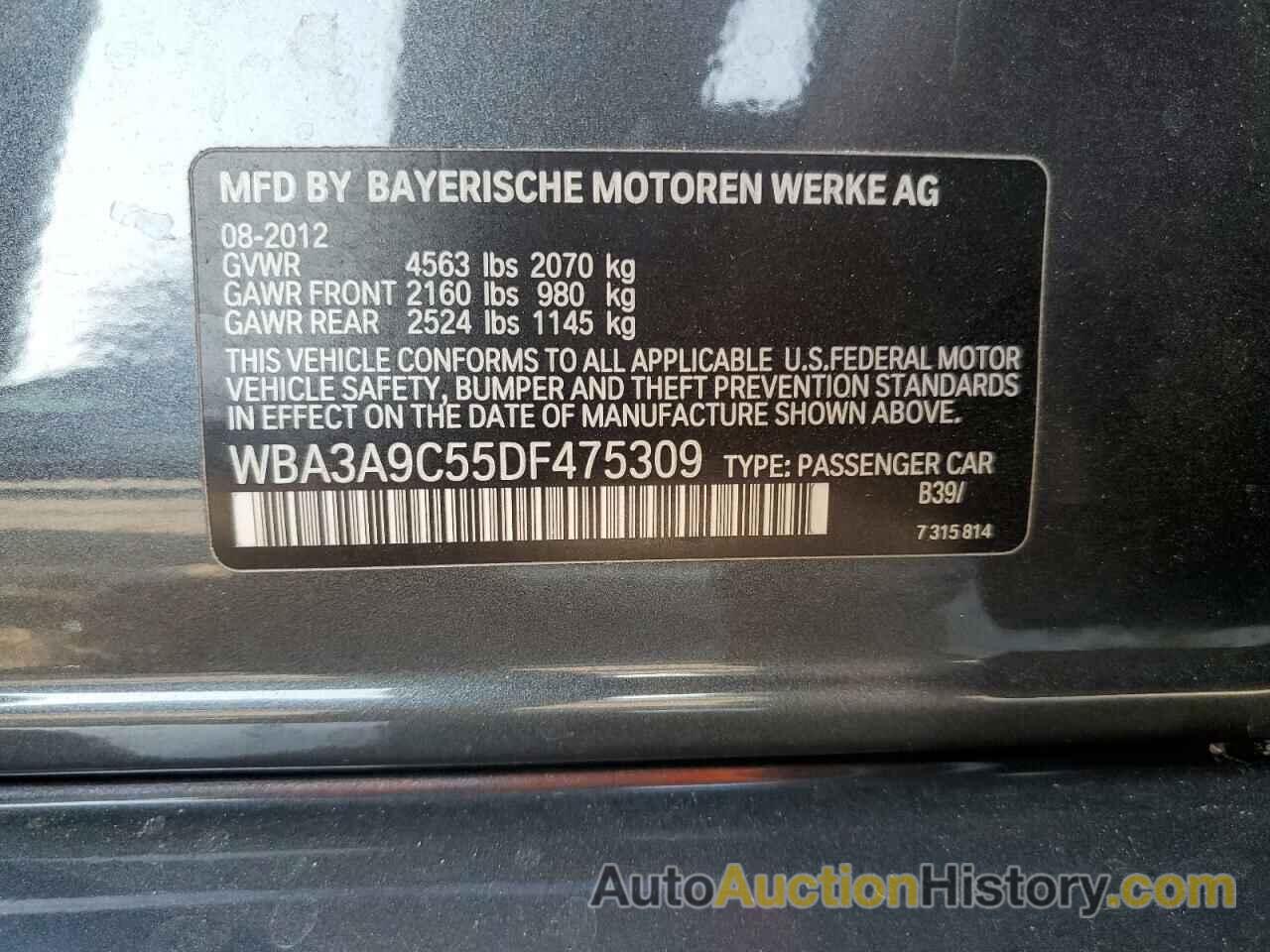 BMW 3 SERIES I, WBA3A9C55DF475309