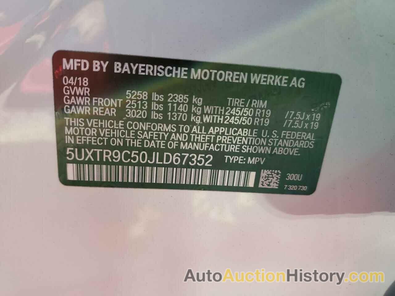 BMW X3 XDRIVE30I, 5UXTR9C50JLD67352