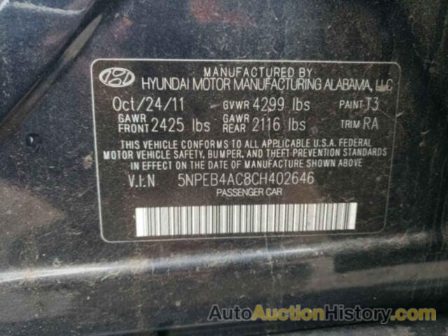 HYUNDAI SONATA GLS, 5NPEB4AC8CH402646