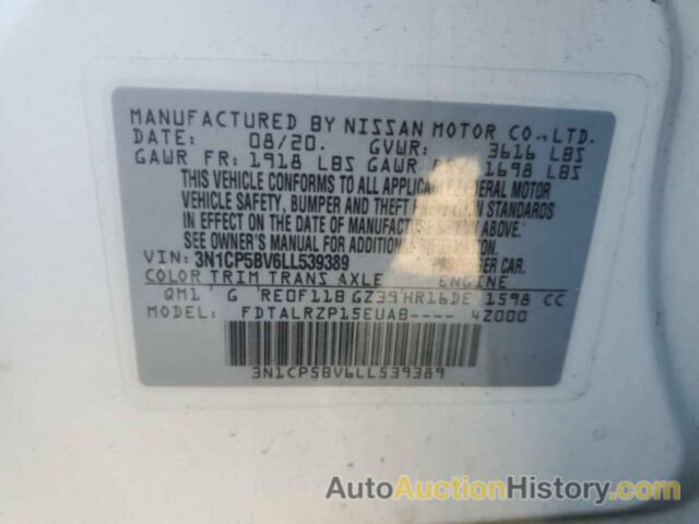 NISSAN KICKS S, 3N1CP5BV6LL539389