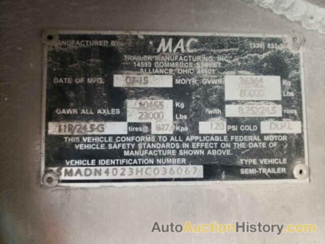 MACK TRAILER, 5MADN4023HC036067