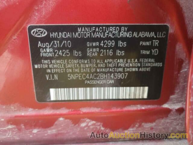 HYUNDAI SONATA SE, 5NPEC4AC2BH143907