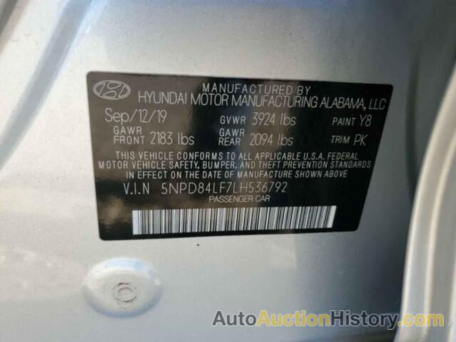 HYUNDAI ELANTRA SEL, 5NPD84LF7LH536792