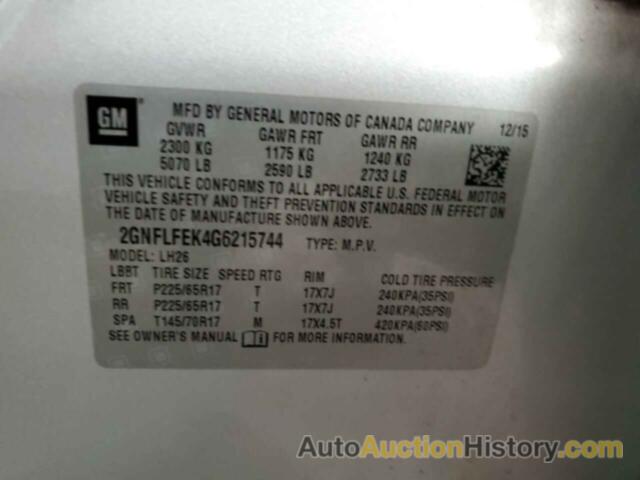 CHEVROLET EQUINOX LT, 2GNFLFEK4G6215744