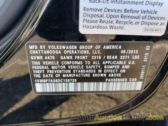 VOLKSWAGEN PASSAT SE, 1VWBP7A36DC138729