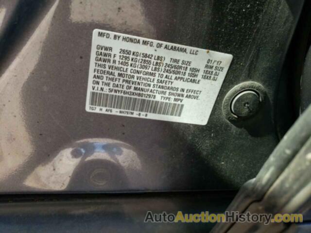 HONDA PILOT EX, 5FNYF6H3XHB012978