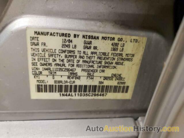 NISSAN ALTIMA S, 1N4AL11D35C296467