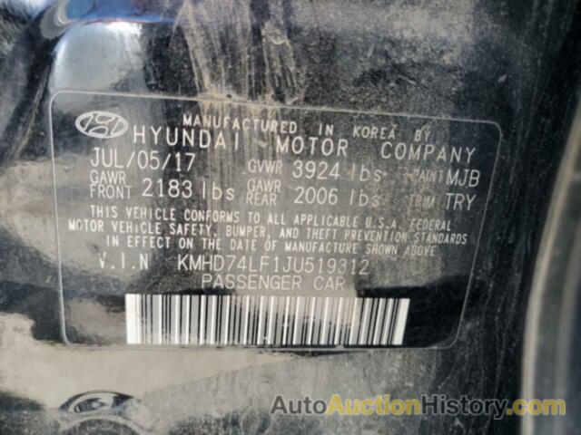 HYUNDAI ELANTRA SE, KMHD74LF1JU519312