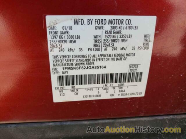 FORD EXPLORER LIMITED, 1FM5K8F82JGA85164