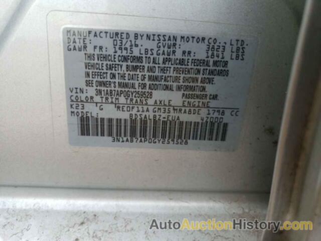 NISSAN SENTRA S, 3N1AB7AP0GY259528