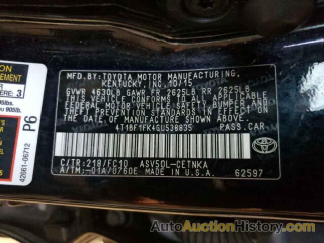 TOYOTA CAMRY LE, 4T1BF1FK4GU538835