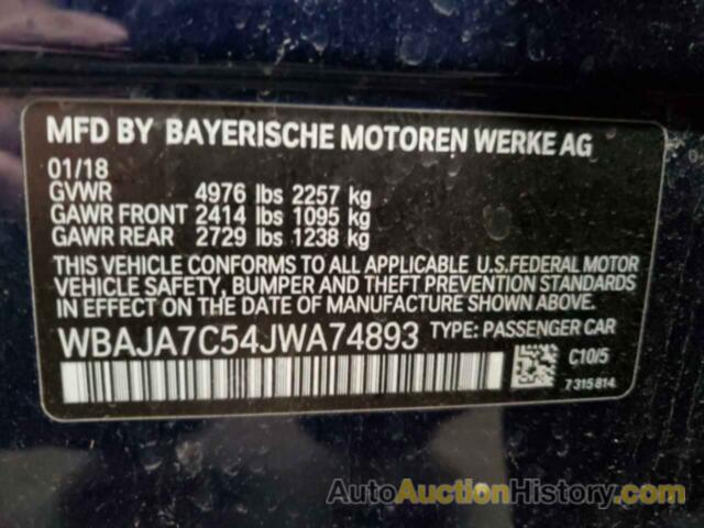 BMW 5 SERIES XI, WBAJA7C54JWA74893