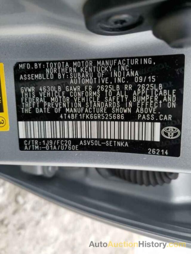 TOYOTA CAMRY LE, 4T4BF1FK6GR525686