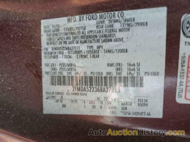 FORD FREESTAR SEL, 2FMDA52236BA27013