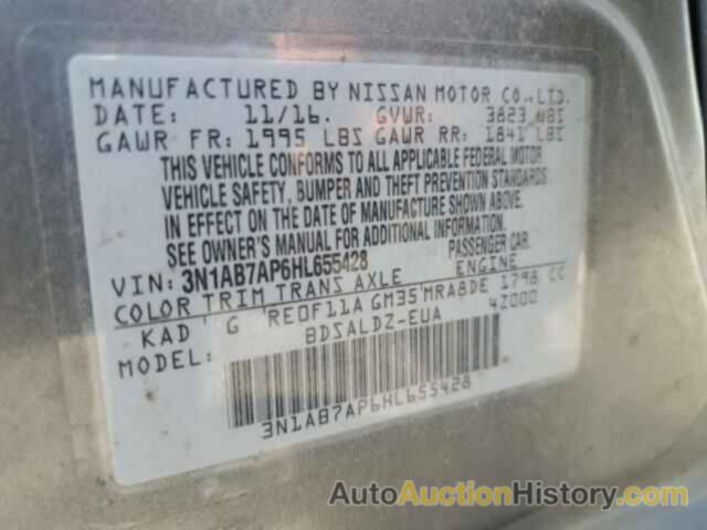 NISSAN SENTRA S, 3N1AB7AP6HL655428