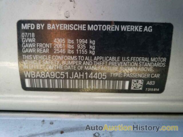 BMW 3 SERIES I, WBA8A9C51JAH14405