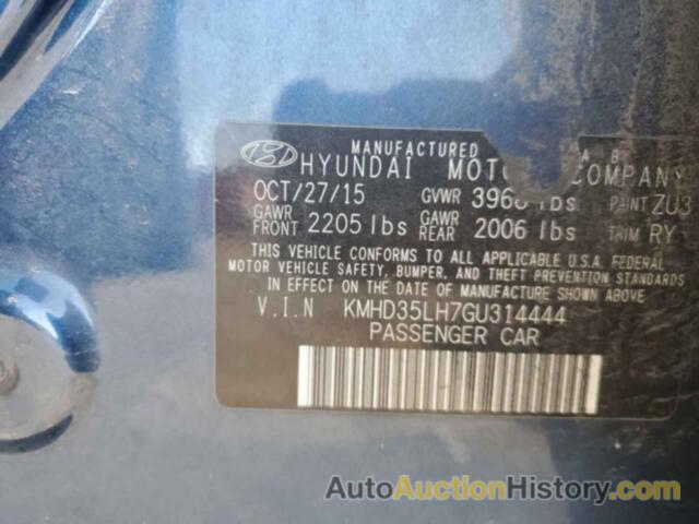 HYUNDAI ELANTRA, KMHD35LH7GU314444