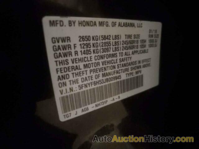 HONDA PILOT EXL, 5FNYF6H53JB009945