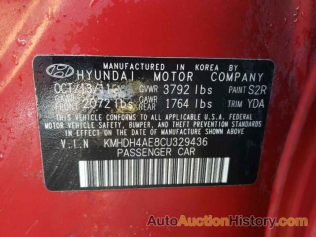 HYUNDAI ELANTRA GLS, KMHDH4AE8CU329436