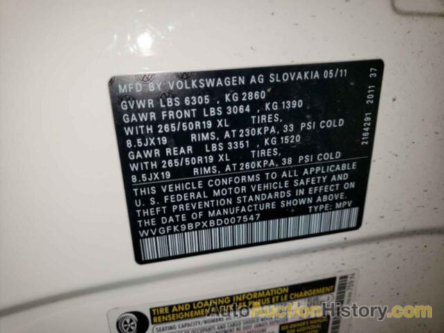 VOLKSWAGEN TOUAREG V6 TDI, WVGFK9BPXBD007547