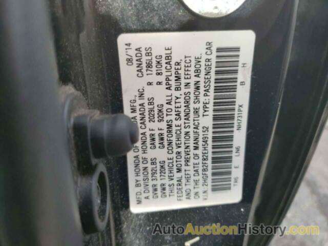 HONDA CIVIC EX, 2HGFB2F82EH549152