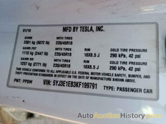 TESLA MODEL 3, 5YJ3E1EB3KF199791