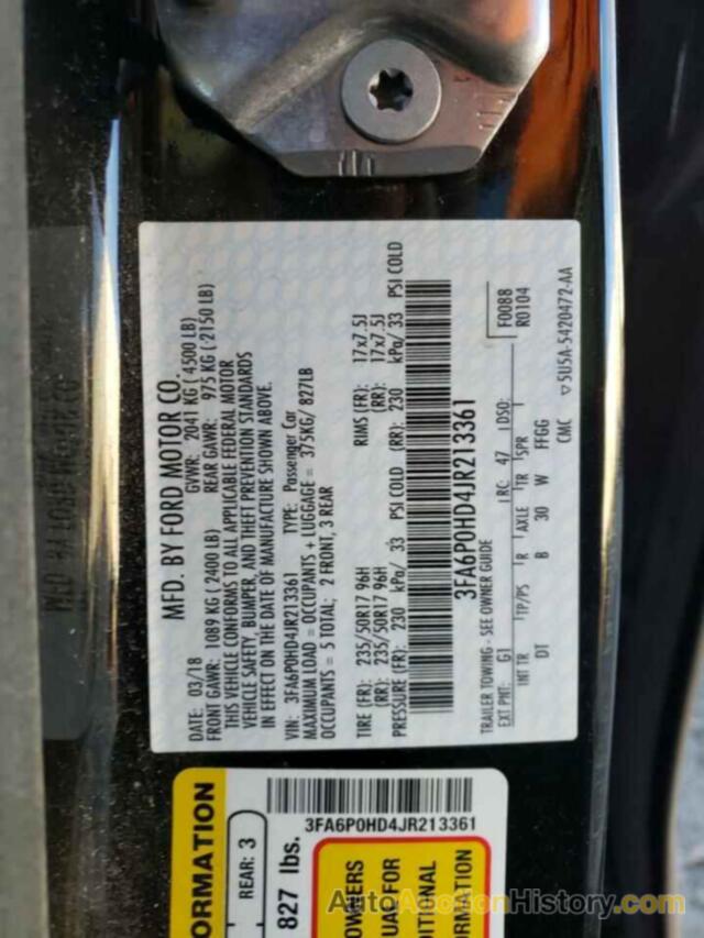 FORD FUSION SE, 3FA6P0HD4JR213361