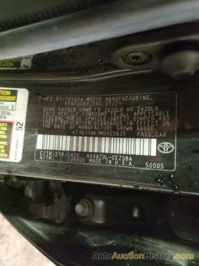 TOYOTA CAMRY SE, 4T1G11AK1MU552635