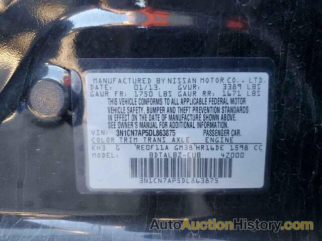 NISSAN VERSA S, 3N1CN7AP5DL863875