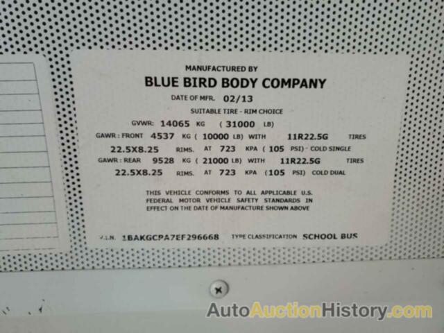 BLUE BIRD ALL MODELS, 1BAKGCPA7EF296668