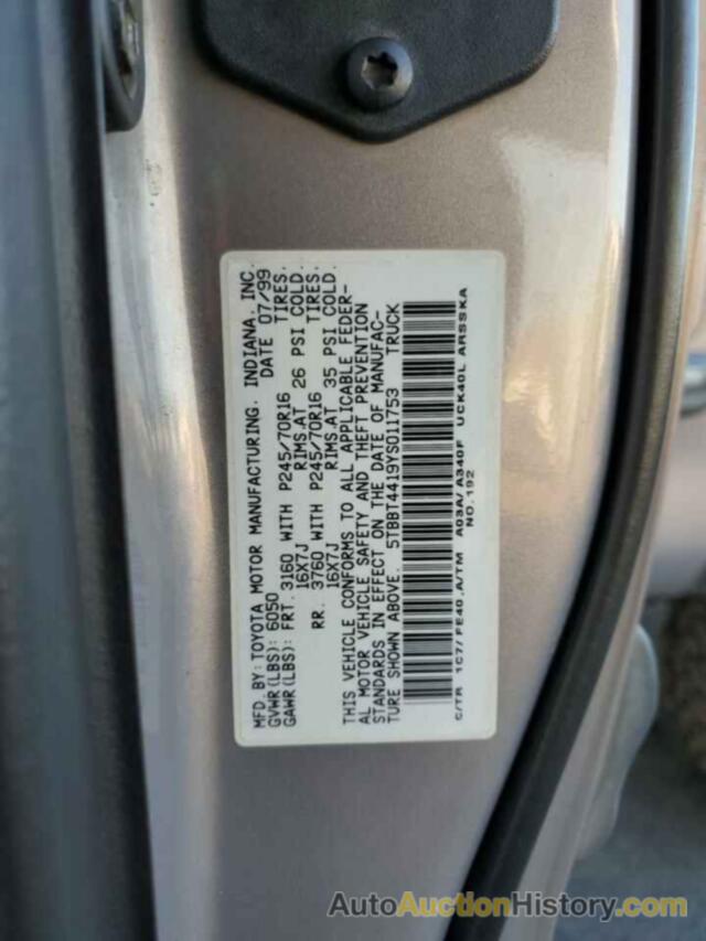 TOYOTA TUNDRA ACCESS CAB, 5TBBT4419YS011753