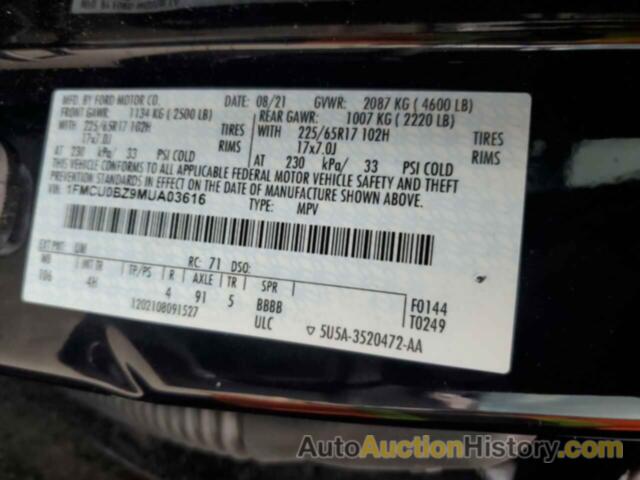 FORD ESCAPE SE, 1FMCU0BZ9MUA03616