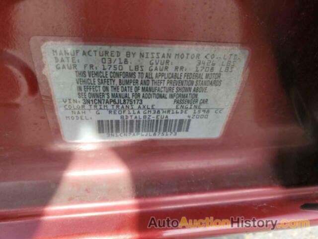 NISSAN VERSA S, 3N1CN7AP6JL875173