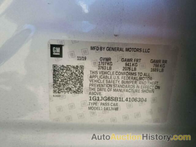 CHEVROLET SONIC, 1G1JG6SB1L4106304