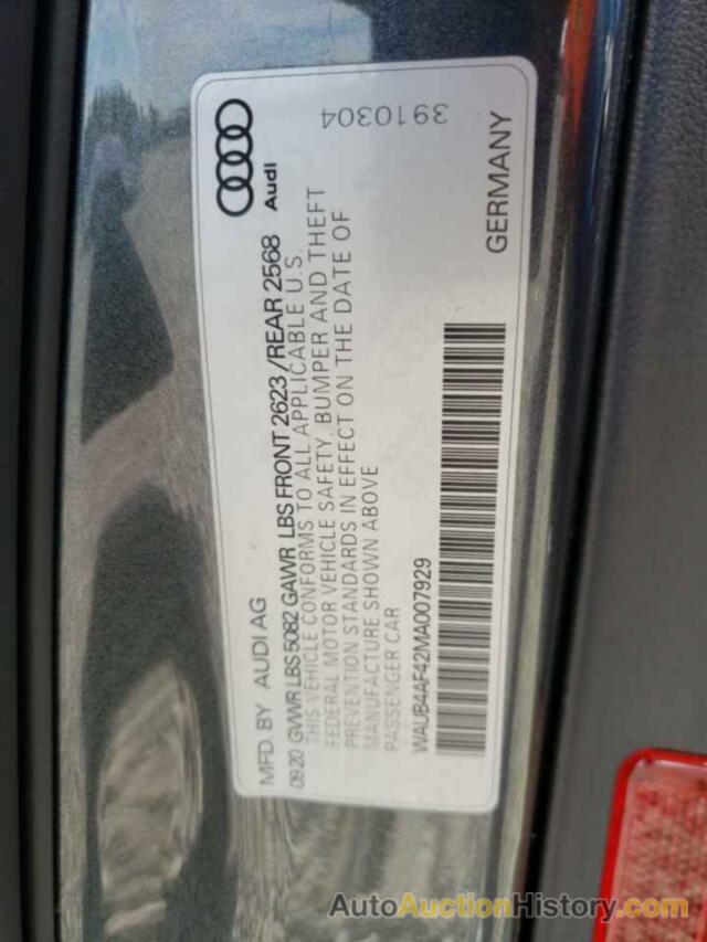 AUDI S4/RS4 PREMIUM PLUS, WAUB4AF42MA007929