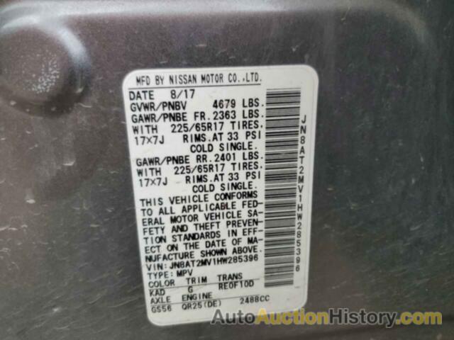 NISSAN ROGUE S, JN8AT2MV1HW285396