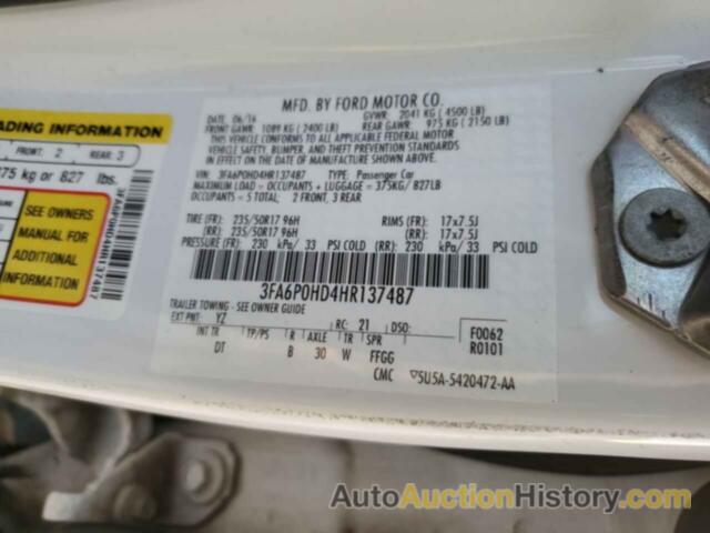 FORD FUSION SE, 3FA6P0HD4HR137487