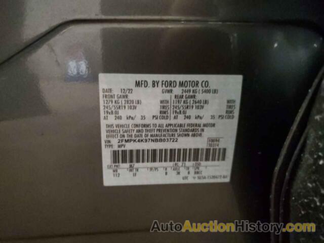 FORD EDGE TITANIUM, 2FMPK4K97NBB03722