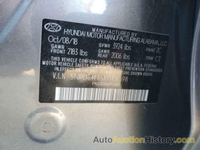 HYUNDAI ELANTRA SEL, 5NPD84LF5KH416598