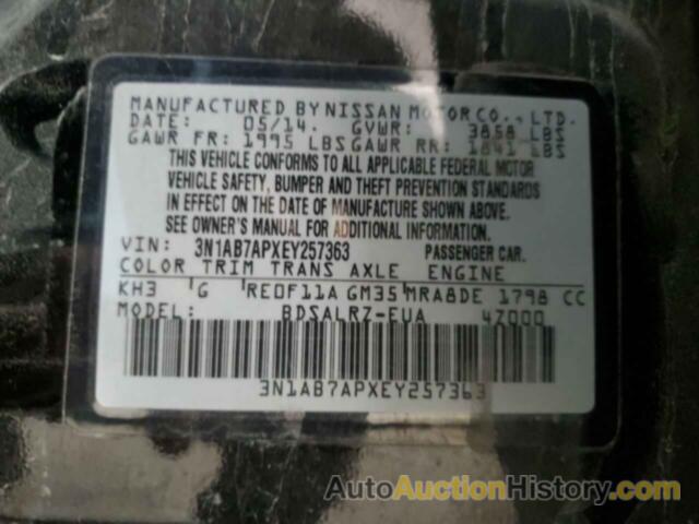NISSAN SENTRA S, 3N1AB7APXEY257363