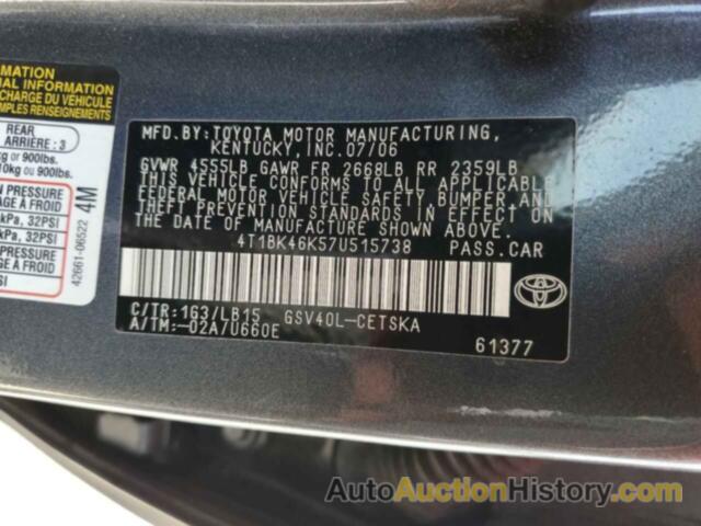 TOYOTA CAMRY LE, 4T1BK46K57U515738