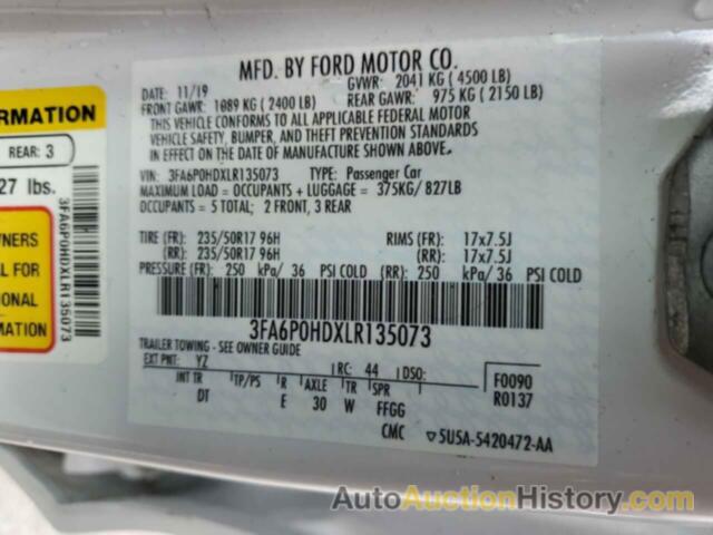 FORD FUSION SE, 3FA6P0HDXLR135073