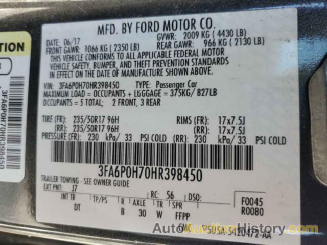 FORD FUSION SE, 3FA6P0H70HR398450