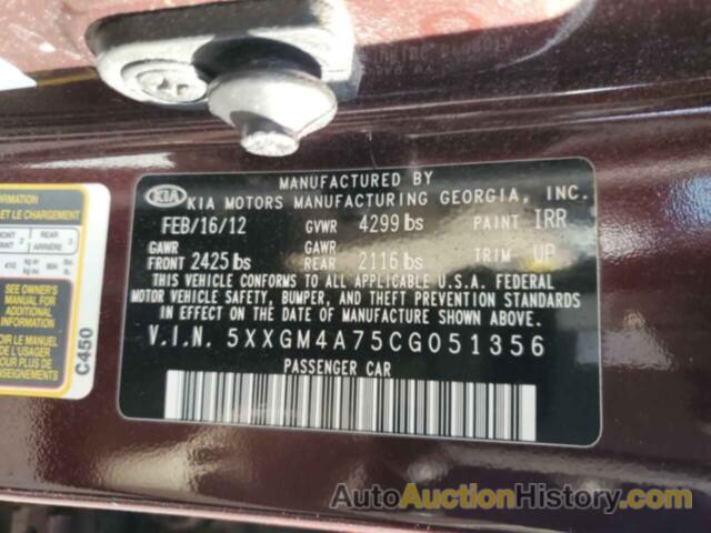 KIA OPTIMA LX, 5XXGM4A75CG051356