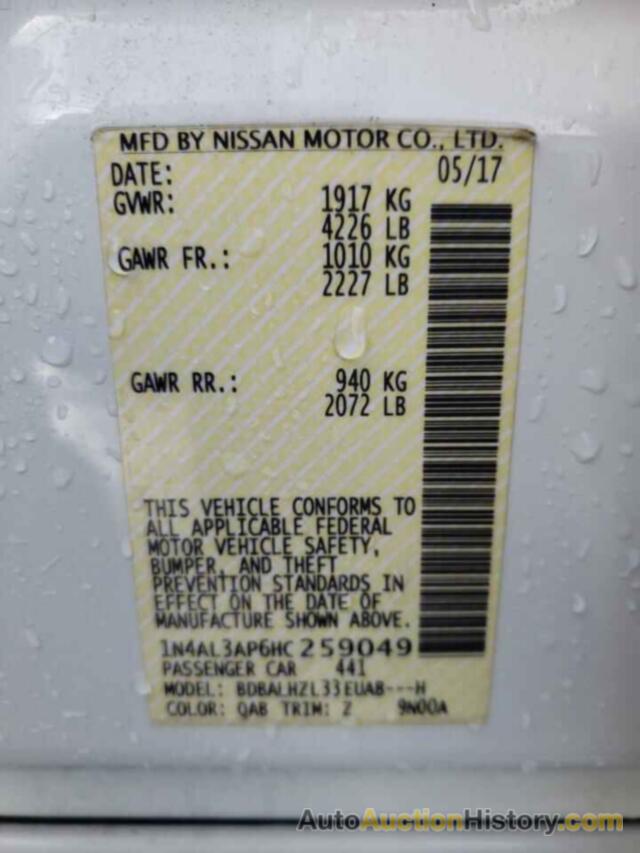 NISSAN ALTIMA 2.5, 1N4AL3AP6HC259049