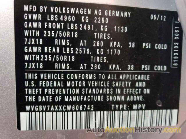 VOLKSWAGEN TIGUAN S, WVGBV7AXXCW606742