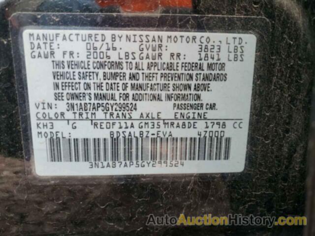 NISSAN SENTRA S, 3N1AB7AP5GY299524