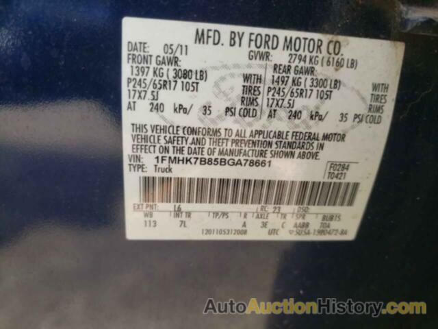 FORD EXPLORER, 1FMHK7B85BGA78661